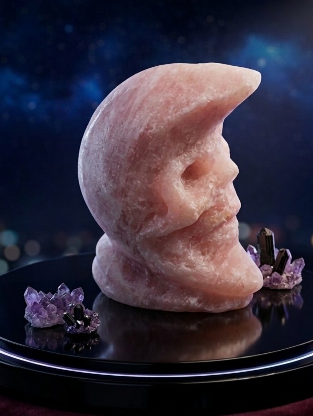 Pink Opal Crystal Moon